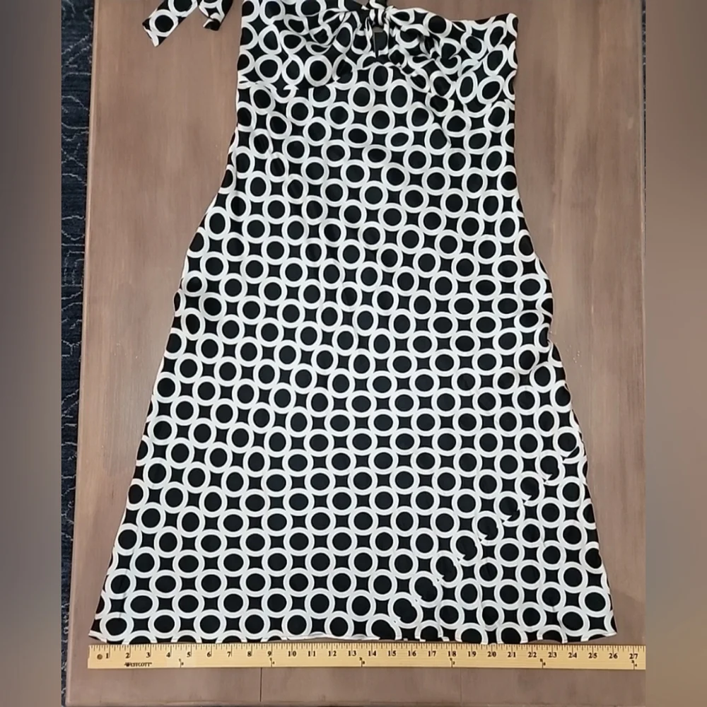 Laundry Shelli Segal Silk Halter Dress Black White Geometric 90s Y2K Size 10 NWT - Picture 11 of 12